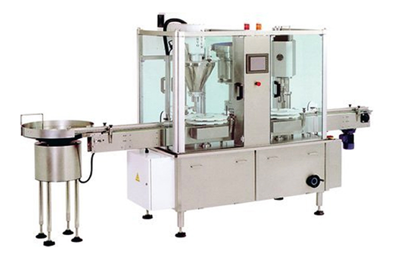 automatic bottled powder filling capping equipment Rundflaschenentschlüsseler Flaschenfüll- und Verschließmaschinen lin