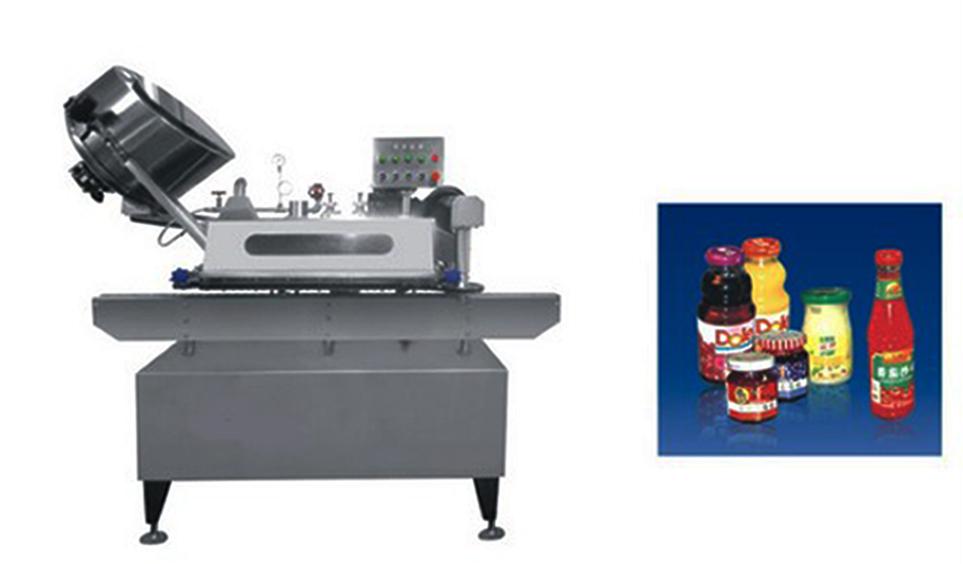 Button-controlled system glass Jar twist off Steam Capper equipment vacuum capping machine for sauce Knopfgesteuerte Vakuum-Verschließmaschine Twist Off.jpg